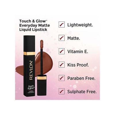 Revlon Touch & Glow Everyday Matte Liquid Lipstick- Chocolate Lord 5 ml - Liquid Lipsticks