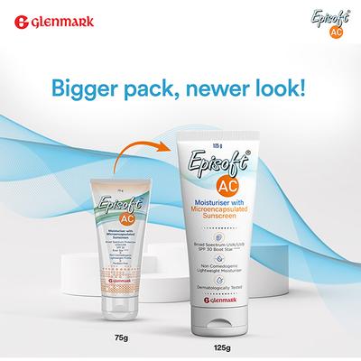 Glenmark Episoft AC Moisturizer with Sunscreen, SPF 30+ for Men and Women 125 gm - Day Cream