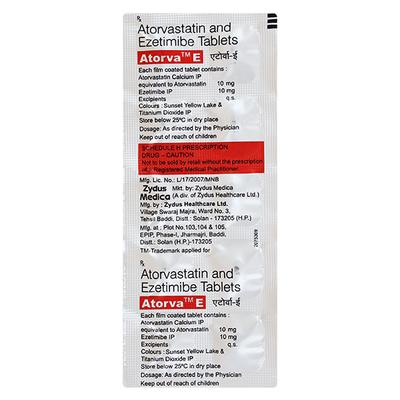 Atorva E 10mg Tablet 10'S - High Cholesterol-Dys