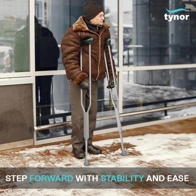 Tynor Auxiliary Crutch (M) (L 21) - Silver - Wheelchairs & Walking Sticks