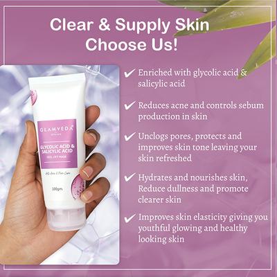 Glamveda Glycolic Acid & Salicylic Acid Peel Off MaskFor Anti Acne & Pore Care 100 ml - Masks & Peels