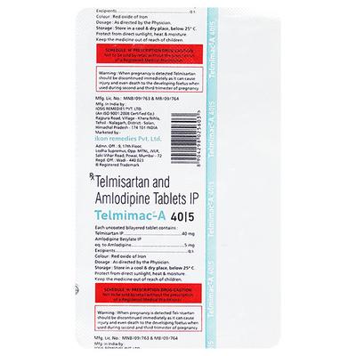 TELMIMAC A 40 Tablet 10's - Hypertension-Ana