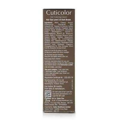 CUTICOLOR DARK BROWN HAIR COLORING Cream 60gm - Hair Color - P