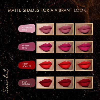 Lakme 9To5 Primer + Matte Liquid Lipstick- Minis - Scarlet 2mlx4 Units 8 ml - Liquid Lipsticks