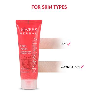 Jovees Herbal Strawberry Facewash for Normal to Dry Skin and Paraben & Alcohol Free 120ml - Face Wash & Cleansers
