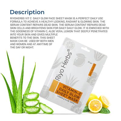Riyo Herbs Vitamin-C Daily Glow Sheet Mask - Lemon & Aloe Vera 20 gm - Masks & Peels