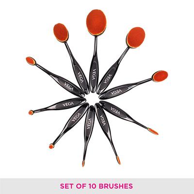 Vega Pro EZ Set Of 10 Professional Make Up Brushes (MBS - 10) 286 gm - Face Brush