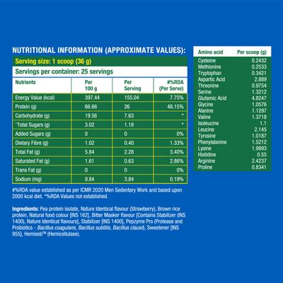 Fast&Up Plant Protein Powder - Strawberry Blast Flavour 900gm - Protein Drink