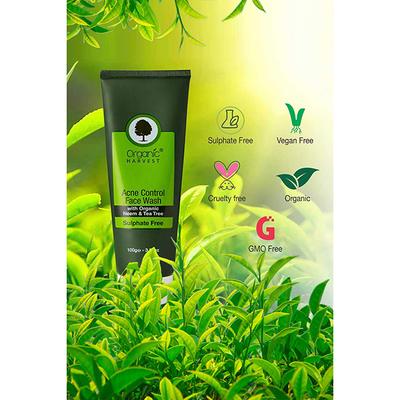 Organic Harvest Acne Control Face Wash - Organic Aloe Vera & Tea Tree 100gm - Face Wash & Cleansers
