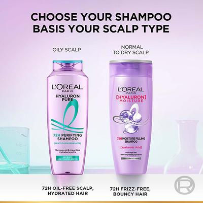 L'Oreal Paris Hyaluron Pure 72H Purifying Shampoo for Fresh Scalp & Hydrated Hair 340 ml - Shampoos