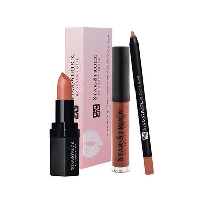 Star Struck by Sunny Leone Caramello Lip Kit Lipstick and Lip Gloss and Lip Liner 3's - Lipsticks
