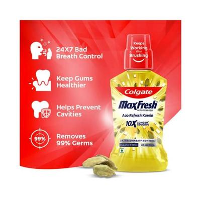 Colgate-Palmolive, Colgate Maxfresh Antibacterial Mouthwash, 24/7 Fresh Breath (Elaichi) 250 ml - Mouthwash