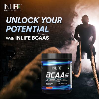 INLIFE BCAAS Powder - Orange Flavour 250 gm - Bcaa Supplements