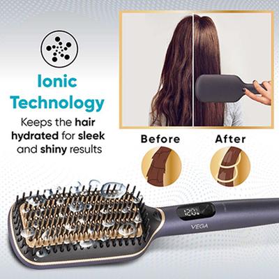 Vega Litstyle L1 Hair Straightener Brush for Women with Smart Memory Function, Quick Heat-Up, VHSB-06 525 gm - Hair Brushes