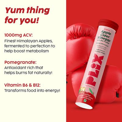 Plix The Plant Fix Apple Cider Vinegar Effervescent Tablet (Apple), 15 Tablets 1's - Apple Cider Vinegar - Acv