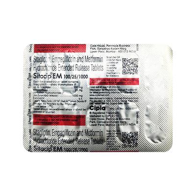 SITACIP EM 25/100/1000 Tablet 10's - Diabetes-Ant