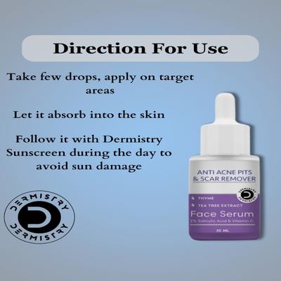 Dermistry Oil Free Hydra Nourishing Anti Acne Mattifying Moisturizer Honey And Cinnamon 50 ml + Anti Acne Pits And Scar Remover Face Serum 30 ml - Face Serum