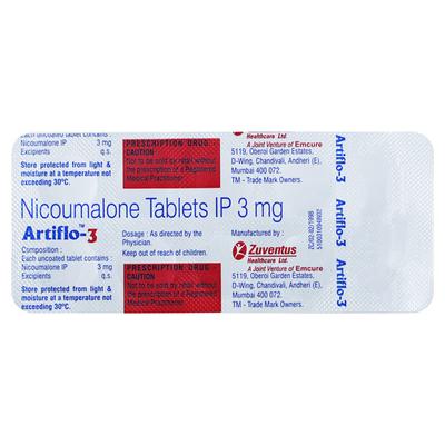 Artiflo 3mg Tablet 10'S - Blood Clot-Ant