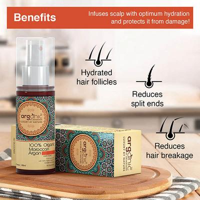 Aryanveda Arganic Organic Moroccan Argan Hair Tonic For Reduces Split Ends & Breakage 100 ml - Hair Creams