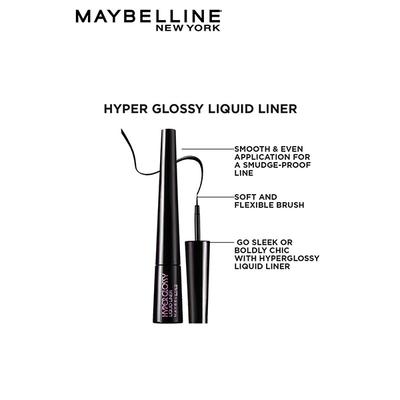 Maybelline New York Hyperglossy Liquid Eyeliner, Black 3 gm - Eyeliners