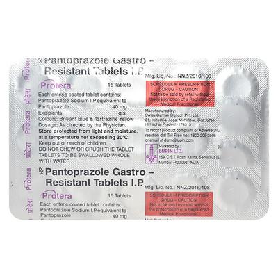 Protera 40mg Tablet 15'S - Ulcer/Reflux/Flatulence-Aaa
