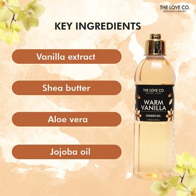 The Love Co. Luxury Warm Vanilla Body Wash for Women - Nourishing & Hydrating Shower Gel for Men For All Skin Types 250 ml - Shower Gels & Body Wash