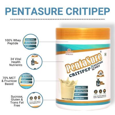 PentaSure Criti Peptide 100% Diet Powde - Creamy Vanilla Flavour 400 g - Protein Drink