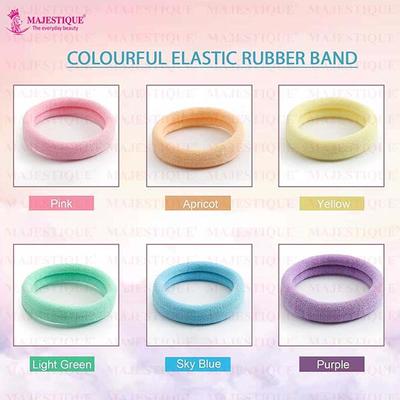 Majestique Cotton Stretchable Hair Ties, Ponytail Holder Rubber Band For Women - Multicolor 20's - Hair Clips/Bands