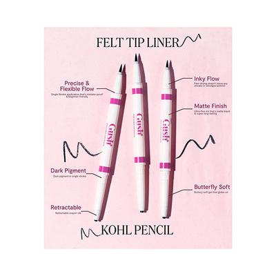 Gush Beauty Eye Like Options Black To Black Dual-Ended Kajal & Felt-Tip Liner 0.65gm - Eyeliners