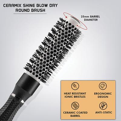 Vega Professional Ceramix Shine Blow Dry Round Brush (25mm Hair Brush) (VPPHB-01) 1's - Hair Brushes