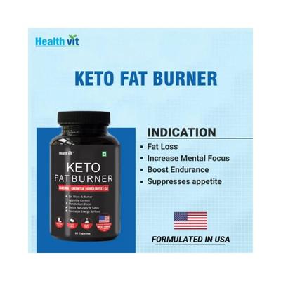 Healthvit Keto Fat Burner FORMULATED IN USA With Garcinia, Green Tea, Green Coffee, CLA-Capsules 60's - Weight Loss