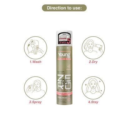 Sweet Heart Young Hair Profressional Zero Degree Extra Strong Hairspray 300 ml - Hair Sprays & Mists
