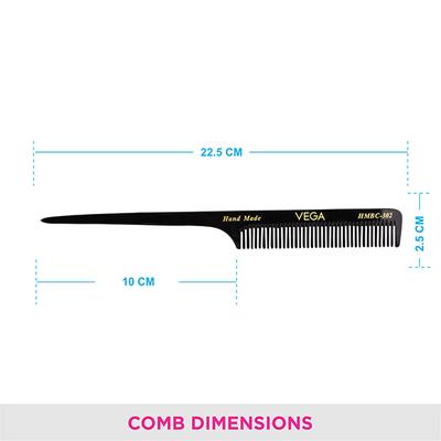 Vega Tail Hair Comb, for Women, Black (VC2HMBC-302) 2's - Hair Combs