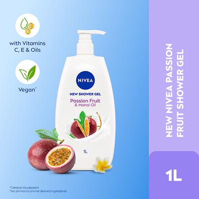 Nivea Shower Gel Passion Fruit And Monoi Oil 1000 ml - Shower Gels & Body Wash