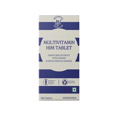 Aesthetic Nutrition Multivitamin Him With Grape Seed Extract, Ginger, And Panax Pseudo Ginseng For Energy, Vitality 60 Tablets 1's - Multi-Vitamins