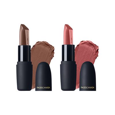 Faces Canada Festive Glam - Weightless Matte Lipstick - Pretty Sepia & Subtle Mauve 4.5gm each 2's - Lipsticks