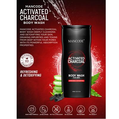 Mancode Activated Charcoal Body Wash 450 ml - Shower Gels & Body Wash