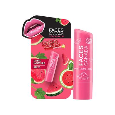 Faces Canada Colour Lip Balm - Watermelon 02 Vitamin C SPF15 12 Hrs Moisture 4.5gm - Lip Balms