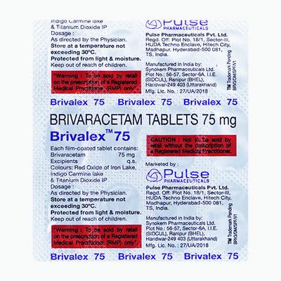 BRIVALEX 75 Tablet 15's - Epilepsy/Convulsion-Ant