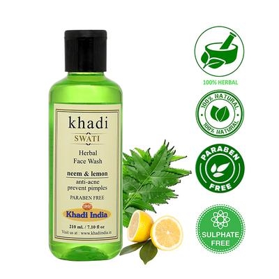 Khadi Swati Herbal Facewash - Neem & Lemon 210 ml - Face Wash & Cleansers
