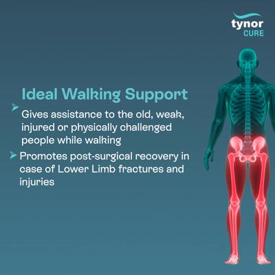 Tynor Walker Foldable Ergo (UN) (L 37) - Silver - Wheelchairs & Walking Sticks