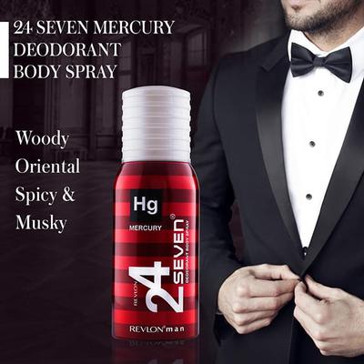 Revlon 24 Seven Perfumed Body Spray For Men - Mercury 130 Ml - Men Deodorants/Roll-Ons