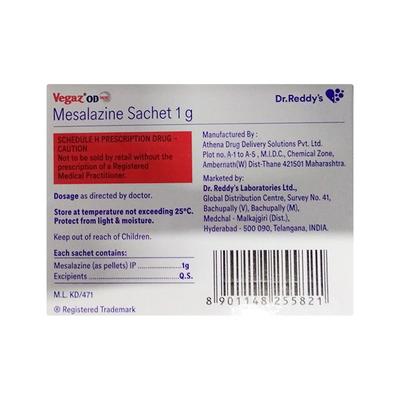 VEGAZ OD Sachet 1gm - Ulcerative Colitis/Bowel Inflammatory Disease-GIT