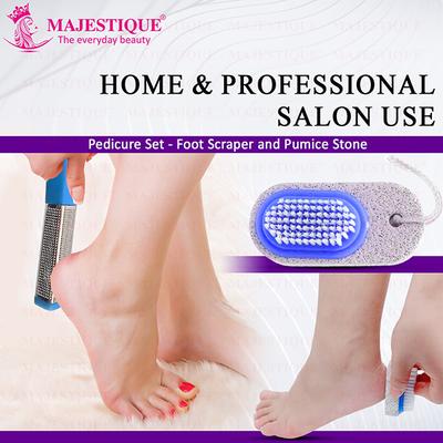 Majestique Foot Scraper And Pumice Stone Pedicure Set, Lightweight And Easy To Use - Multicolor 2's - Manicure & Pedicure Kits