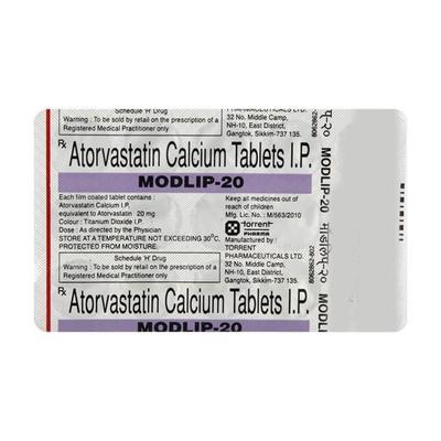 Modlip 20mg Tablet 15'S - High Cholesterol-Dys