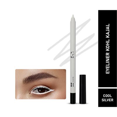 Matt Look Single Stroke Eyeliner Kohl Kajal 24 Hours Smudgeproof Cool Silver 1.3 gm - Kajal & Kohls