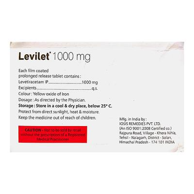 LEVILET 1000mg Tablet 10's - Epilepsy/Convulsion-Ant