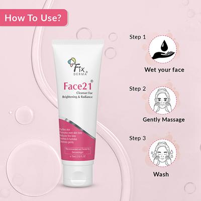 Fixderma Face21 Face Cleanser, Reduce Wrinkles & Fine Lines, Skin Brightening  Face Wash (75 ml) - Face Wash & Cleansers