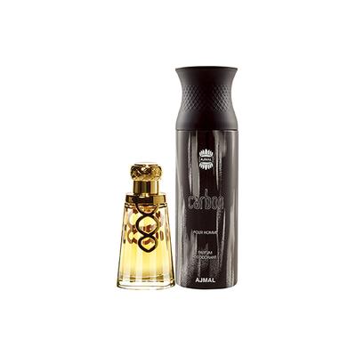 Ajmal Khallab EDP Woody Oudh Perfume And Carbon Homme Deodorant Citrus Spicy Fragrance 250 ml - Perfumes (Edt/Edp)