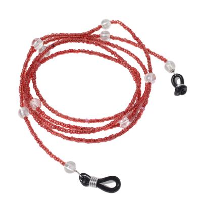 Modisch Red Beads With Transparent Moti Sunglasses Chain (JC-1403-Red) 1's - Wearables Sunglasses